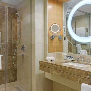 clean and spacious king bathroom with shower at DoubleTree by Hilton Riyadh - Al Muroj Business Gate.