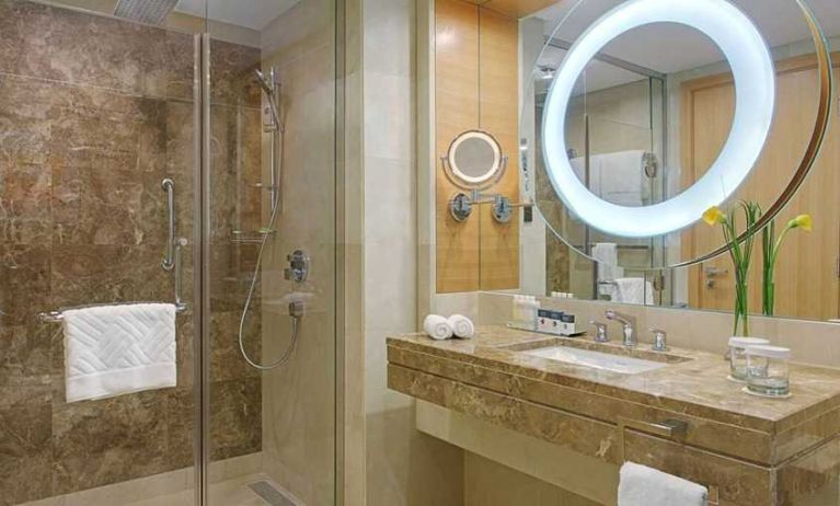 clean and spacious king bathroom with shower at DoubleTree by Hilton Riyadh - Al Muroj Business Gate.