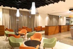 comfortable lobby and coworking space at Hilton Garden Inn Nairobi Airport.