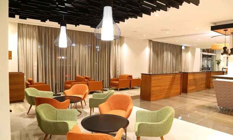 comfortable lobby and coworking space at Hilton Garden Inn Nairobi Airport.