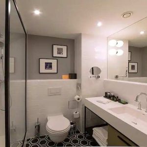 clean and spacious bathroom with shower at Canopy by Hilton Zagreb City Centre.