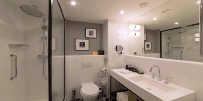 clean and spacious bathroom with shower at Canopy by Hilton Zagreb City Centre.