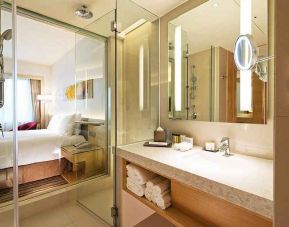 clean and spacious bathroom with shower at DoubleTree by Hilton Hotel Johor Bahru.