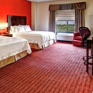 two queen beds with work desk at Hampton Inn & Suites Lebanon.