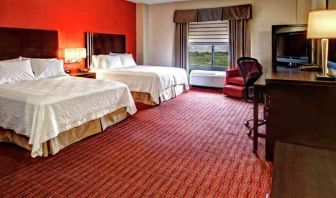 Two queen beds with work desk at Hampton Inn & Suites Lebanon.