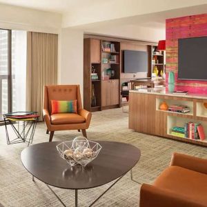 Comfortable living room with working station at the Hyatt Regency San Francisco.