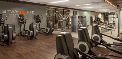 Fully equipped fitness center at the Hyatt Regency San Francisco.