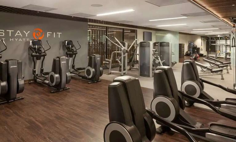 Fully equipped fitness center at the Hyatt Regency San Francisco.