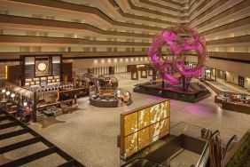 Stylish hotel atrium at the Hyatt Regency San Francisco.