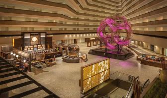 Stylish hotel atrium at the Hyatt Regency San Francisco.