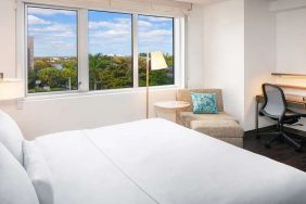 Working station in a hotel room at the Element Miami International Airport.