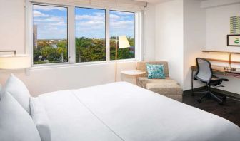 Working station in a hotel room at the Element Miami International Airport.