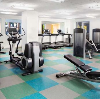 Fully equipped fitness center at the Element Miami International Airport.