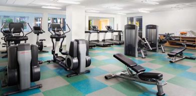 Fully equipped fitness center at the Element Miami International Airport.