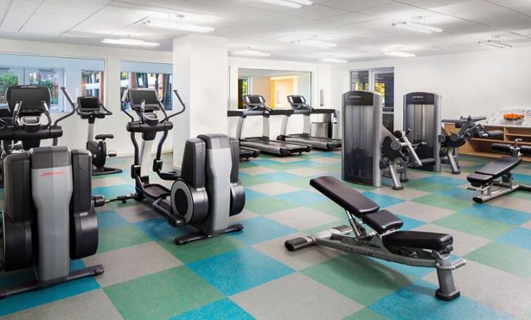 Fully equipped fitness center at the Element Miami International Airport.