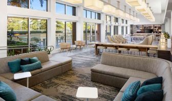 Spacious and comfortable lobby workspace at the Element Miami International Airport.