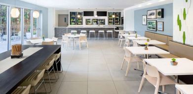 Dining area perfect as workspace at the Element Miami International Airport.