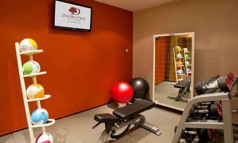 well equipped fitness center at DoubleTree by Hilton Luxembourg.