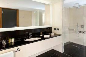 clean and spacious king bathroom with shower at DoubleTree by Hilton Zagreb.