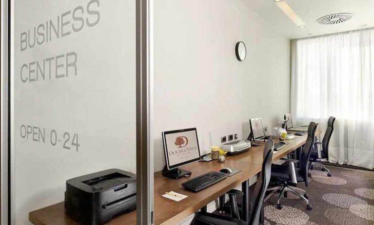 dedicated business center with PC, internet, printer, and workspace at DoubleTree by Hilton Zagreb.