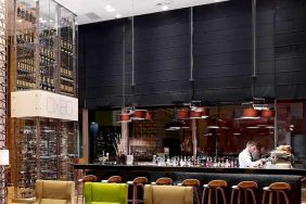 comfortable bar and coworking space at DoubleTree by Hilton Zagreb.