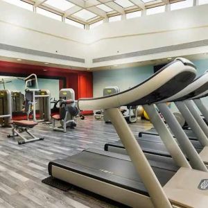 well equipped fitness center at Hilton Alexandria Green Plaza.