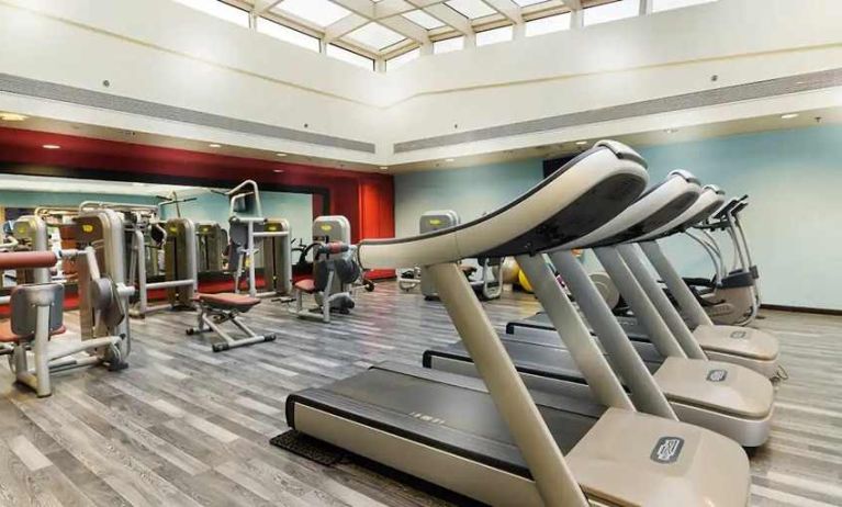 well equipped fitness center at Hilton Alexandria Green Plaza.