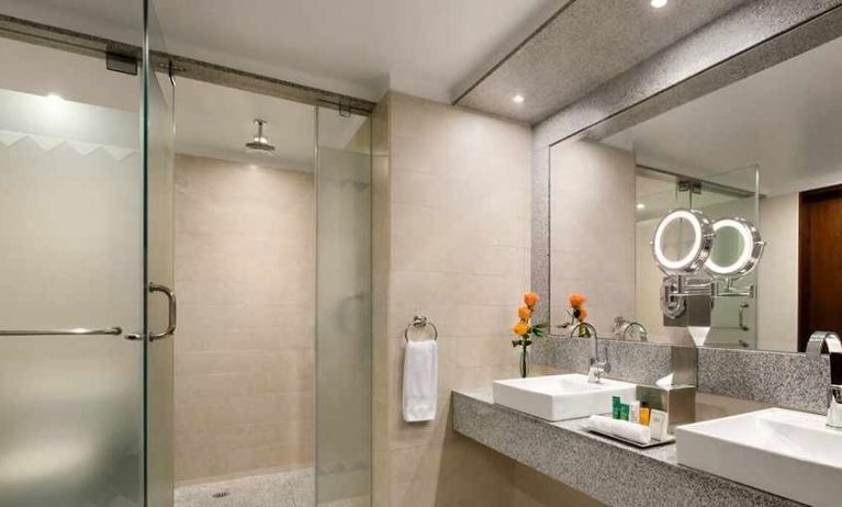 clean and spacious king bathroom with shower at Hilton Colon Quito.