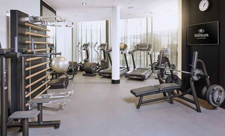 well equipped fitness center at Hilton Tallinn Park.