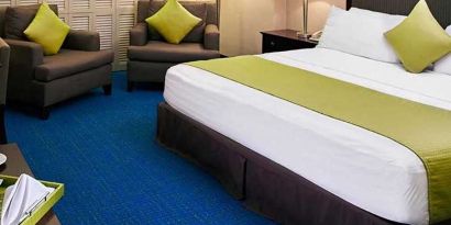 Comfortable guest room at Miami International Airport Hotel.