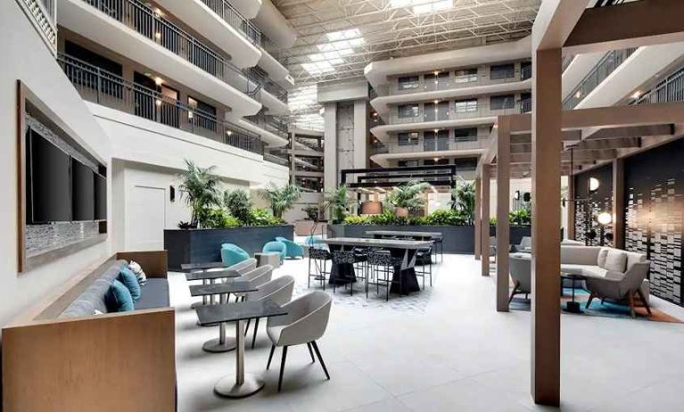 coworking space with a lot of natural light at Embassy Suites by Hilton San Rafael Marin County.