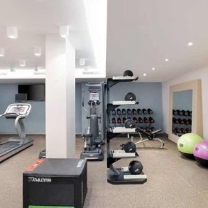 well equipped fitness center at Hilton Garden Inn Budapest City Centre.