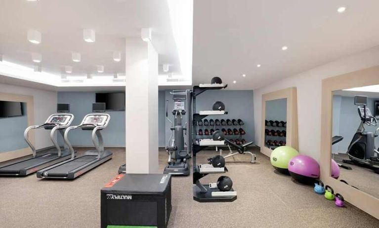 well equipped fitness center at Hilton Garden Inn Budapest City Centre.