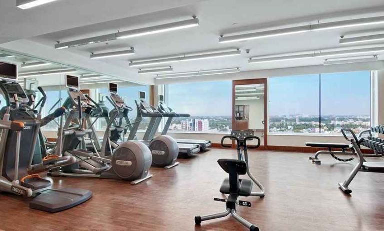 well equipped fitness center at Hilton Chennai.