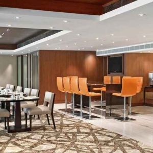 comfortable bar and coworking space at Hilton Chennai.