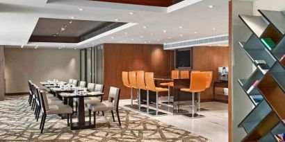 comfortable bar and coworking space at Hilton Chennai.