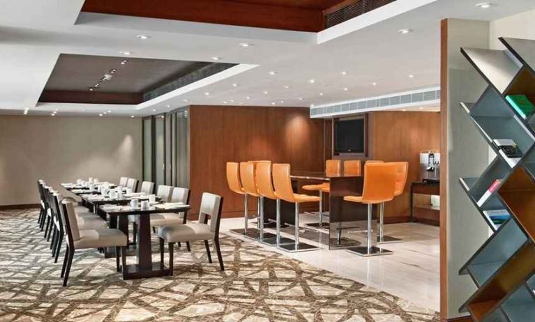 comfortable bar and coworking space at Hilton Chennai.