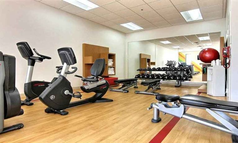 Well equipped fitness center at Wyndham Omaha.