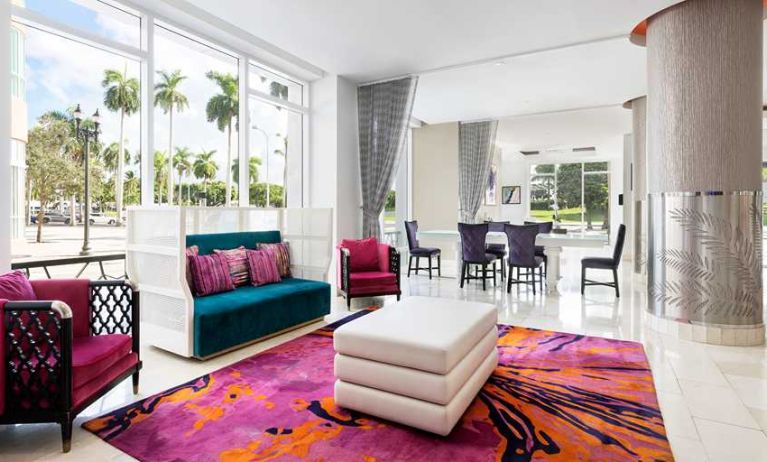 Spacious lobby workspace at the YVE Hotel Miami.