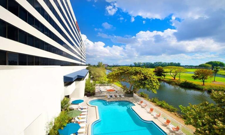 Relaxing outdoor pool at the Sheraton Miami Airport Hotel.