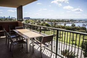 Outdoor balcony at the Mutiny Hotel.