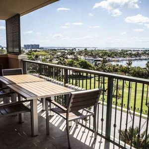 Outdoor balcony at the Mutiny Hotel.