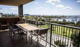 Outdoor balcony at the Mutiny Hotel.