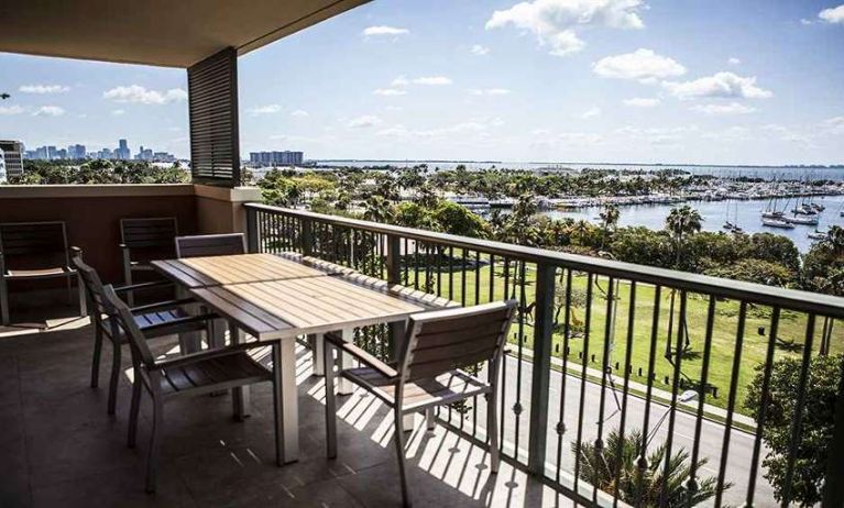 Outdoor balcony at the Mutiny Hotel.