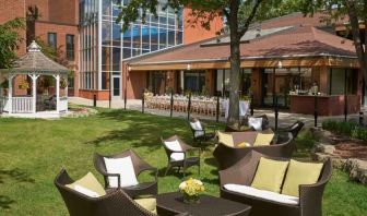 Outdoor patio at the Hilton Mississauga Meadowvale