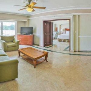 Living room in a hotel suite at the Villa Mercedes Merida, Curio Collection by Hilton.