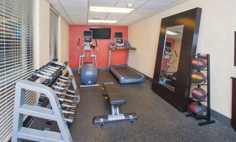 well-equipped fitness center at Hampton Inn & Suites Annapolis.