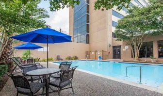 Relaxing outdoor pool area at the Doubletree by Hilton Houston Medical Center Hotel & Suites.