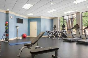 Fitness center with treadmills at the Doubletree by Hilton Houston Medical Center Hotel & Suites.