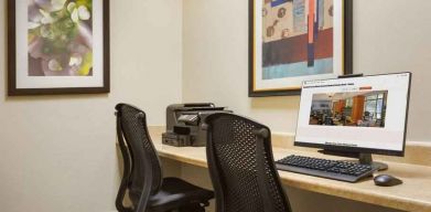 Business center with printer at the Doubletree by Hilton Houston Medical Center Hotel & Suites.